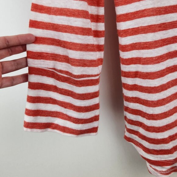 J. McLaughlin Brynn Linen Button Up Shirt in Stripe sz S Flawed - Picture 5 of 11